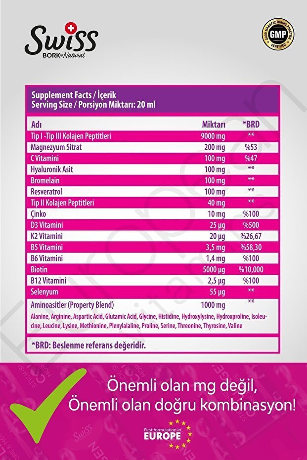 Swiss Bork Natural Hydrolyzed Collagen Stick Shot - Beauty Complex 30x20ml - TryAladdin