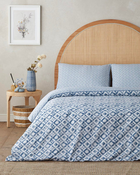Professional Easy Iron Double Duvet Cover Set   Blue