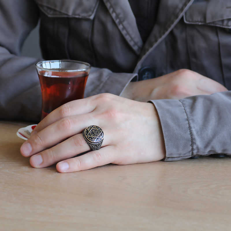 Premium Silver Prophet Solomon Seal Mens Ring