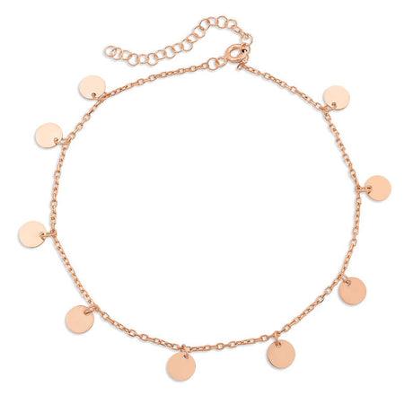 Anklet - Rose Gold Plated Dainty Disc Charm