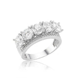 Sterling Silver Five-Stone Ring - Elegant Pavé Accent Design