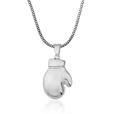 Sterling Silver Boxing Glove Pendant Necklace - Sporty & Bold
