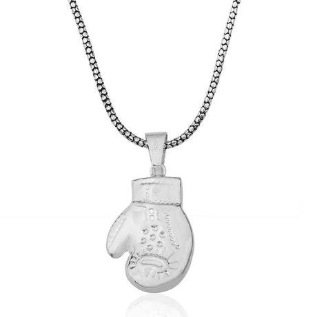 Sterling Silver Boxing Glove Pendant Necklace - Sporty & Bold
