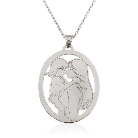 Sterling Silver Mother Daughter Pendant Necklace - Sentimental Design
