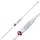 Sterling Silver Kids ID Bracelet - Personalized Ladybug Charm