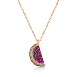 Vibrant Rose Gold Plated Sterling Silver Watermelon Necklace