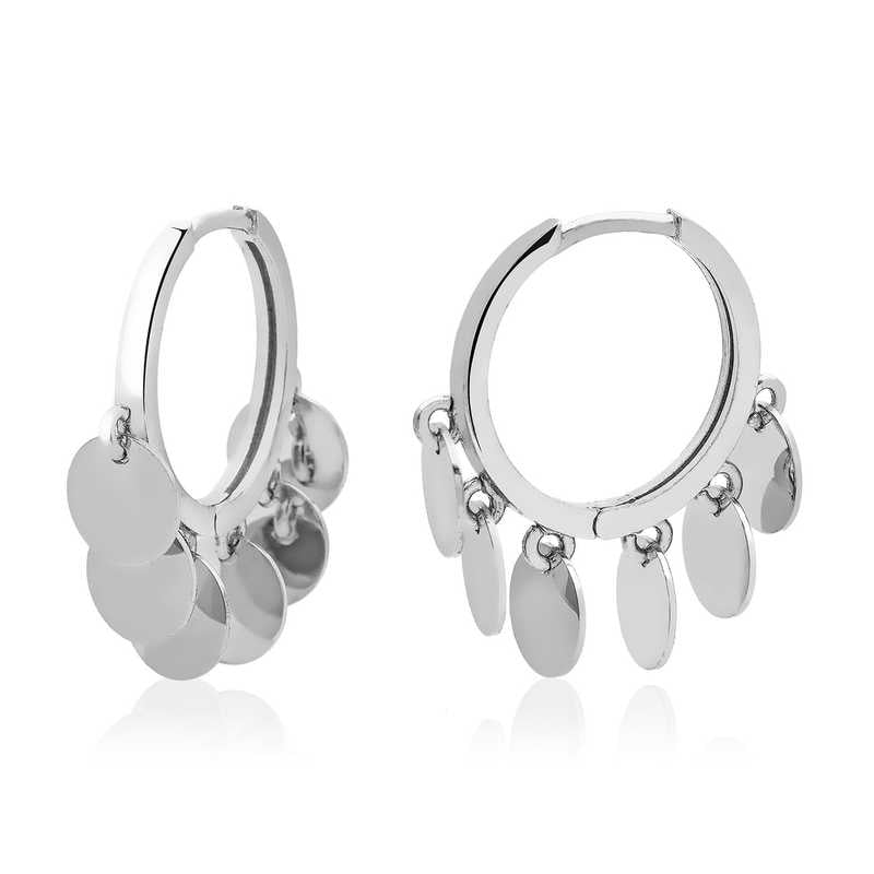 Hoop Earrings - Silver-Tone Dainty Disc Charm Style
