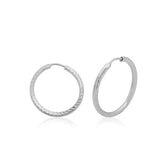 Hoop Earrings - Sterling Silver Faceted Dainty Everyday Style