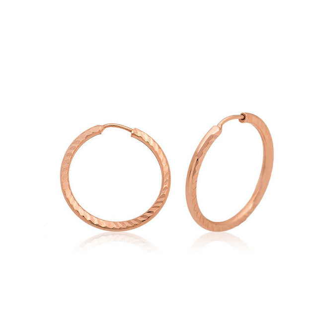 Hoop Earrings - Rose Gold Plated Sterling Silver Textured