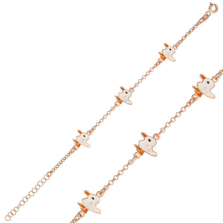 Rose Gold Plated Silver - Cute Duck Charm Bracelet for Kids