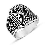 Premium Sterling Silver Patterned Men's Ring