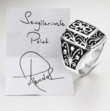 Anello da uomo in argento sterling ossidato di alta qualità