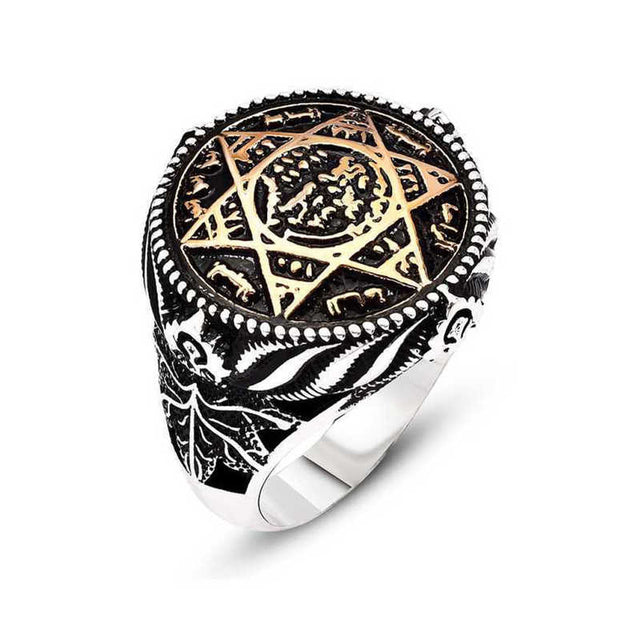 Premium Sterling Silver Seal of Solomon Mens Ring