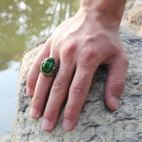 Premium Mens Silver Zircon Stone Ring