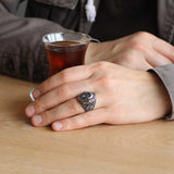 Premium Artisan Silver Men's Crescent Star Ring