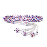 Silver Trabzon Kazaziye Tesbih - Handcrafted Red, White & Blue Woven Beads