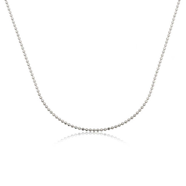 Sterling Silver - Dainty Beaded Ball Chain Necklace