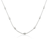 Sterling Silver - Delicate Ball & Oval Bead Station Necklace