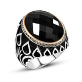 Premium Sterling Silver Black Zircon Men's Ring