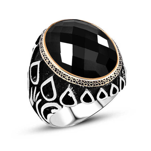 Premium Sterling Silver Black Zircon Men's Ring