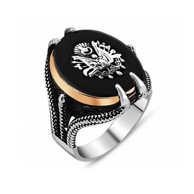 Premium Sterling Silver Ottoman Eagle Claw Men's Ring
