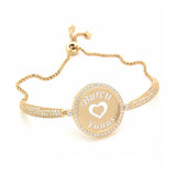 Personalized Slider Bracelet - Gold-Tone Pave with Engraved Names