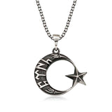 Men's Necklace - Sterling Silver Gokturkce Turkic Crescent Star