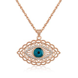 Necklace - Rose Gold Tone Evil Eye Filigree Pendant with Sparkle