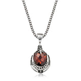 Sterling Silver Red Stone 'Ozel Harekat' Emblem Necklace