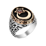 Premium Turkish Ottoman Crescent Star Men's Ring