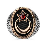 Premium Turkish Ottoman Crescent Star Men's Ring