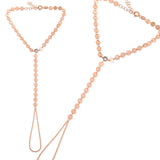Rose Gold Plated Disc Link Hand Chain with CZ Accent