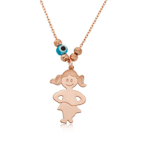 Rose Gold Plated Sterling Silver Girl Child Pendant Necklace