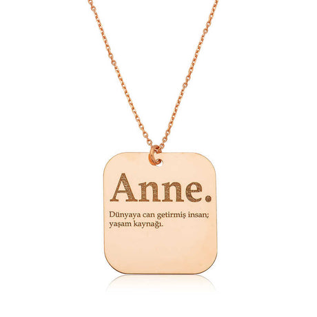 Necklace - Rose Gold Plated Engraved Mother's Definition Pendant