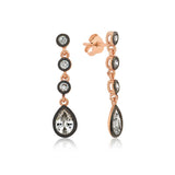 Elegant Rose Gold Dangle Earrings - Bezel Set Diamond-Cut Teardrop
