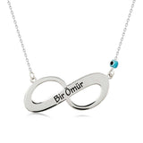 Sterling Silver Infinity "Bir Omur" Necklace with Evil Eye Charm