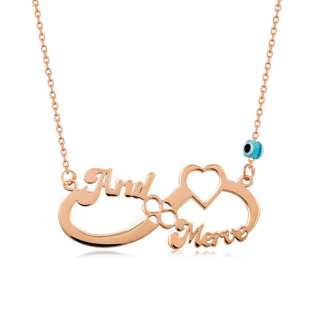 Rose Gold Plated Personalized Infinity Name Necklace