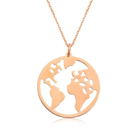Necklace - Rose Gold Plated Silver Dainty Globe Pendant