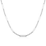 Necklace - Sterling Silver Sleek Bar & Delicate Link Chain
