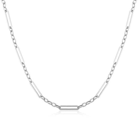 Necklace - Sterling Silver Sleek Bar & Delicate Link Chain