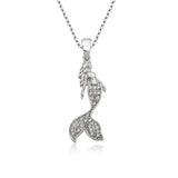 Sterling Silver Necklace - Dazzling Zircon Mermaid Pendant