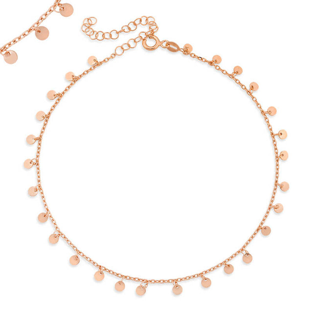 Anklet - Rose Gold Plated Dainty Disc Chain