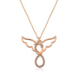 Necklace - Rose Gold Plated Sparkling Angel & Child Pendant