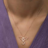 Necklace - Rose Gold Plated Sparkling Angel & Child Pendant