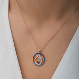 Necklace - Rose Gold Plated Silver Mother & Child Love with Zirconia