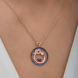 Necklace - Rose Gold Plated Silver Mother & Child Love with Zirconia