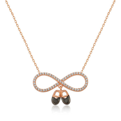 Necklace - Rose Gold Plated Sterling Silver Infinity Baby Booties