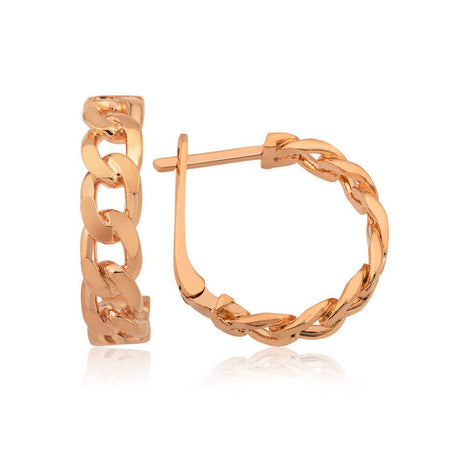 Rose Gold Tone Chain Link & Twisted Hoop Earrings