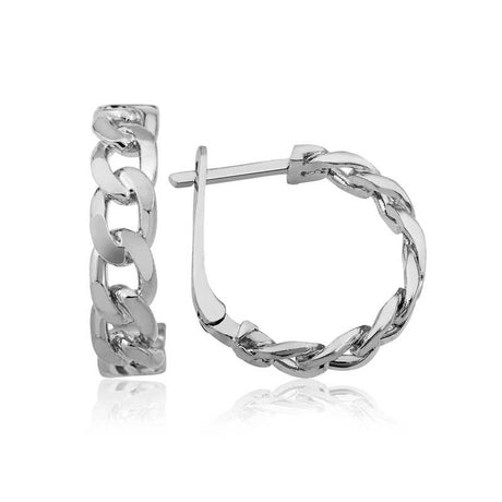 Sterling Silver Chain Link Hoop Earrings