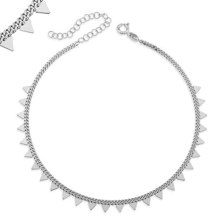 Sterling Silver Anklet - Modern Spike Triangle Charm Design
